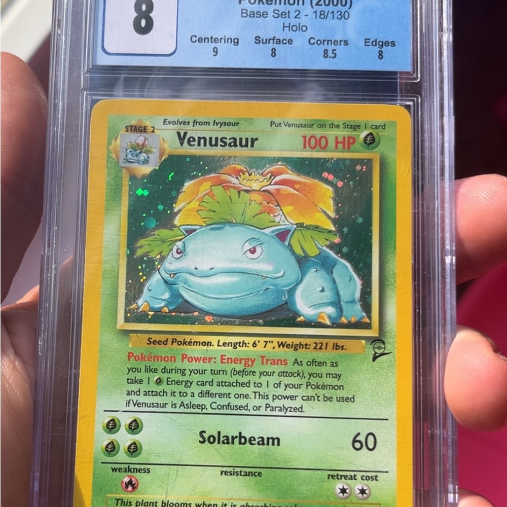 Venusaur Pokémon Card with Holo Effect